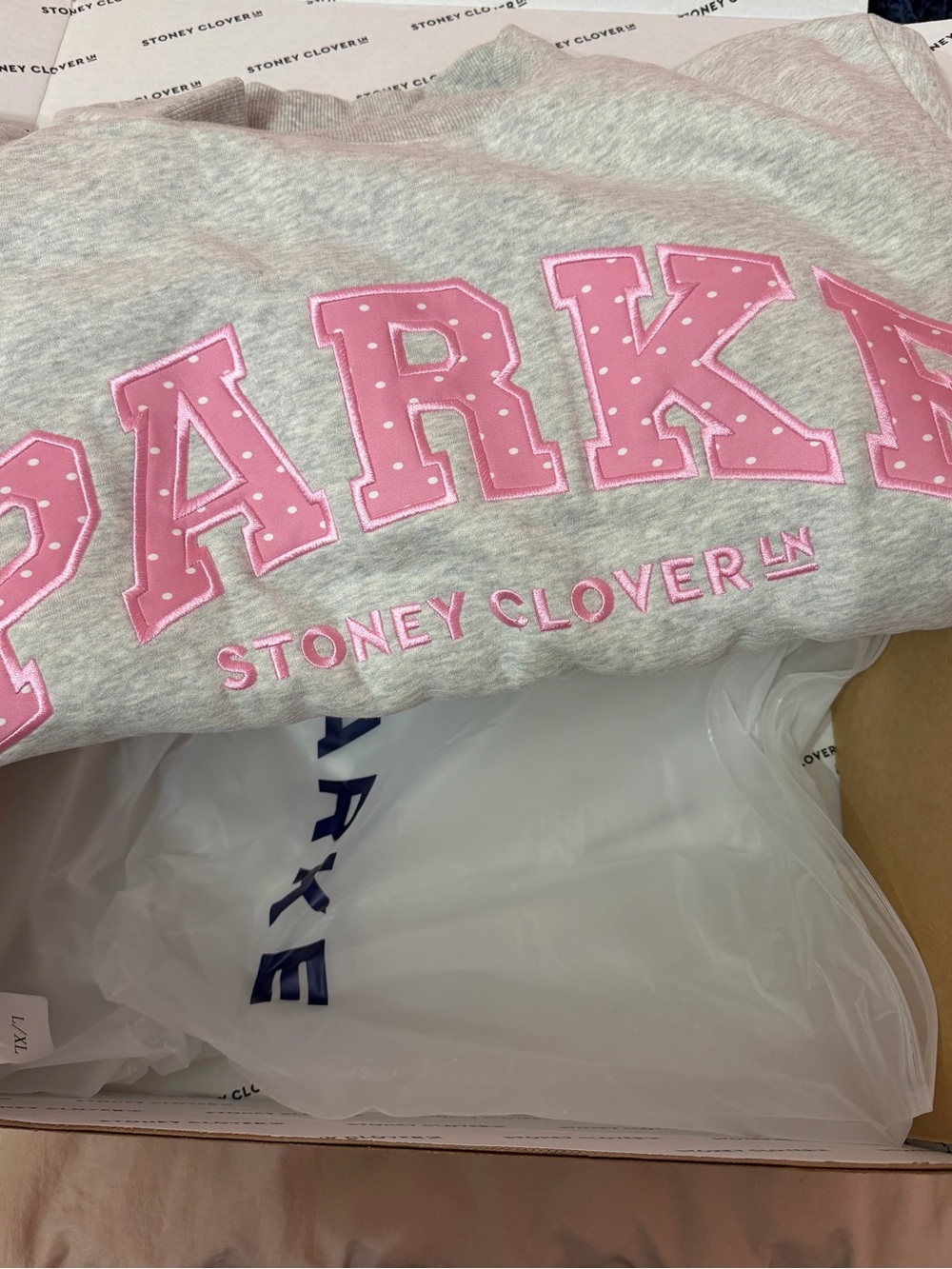 LIMITED EDITION! ParkexStoney Clover Gray Pink Polka Dot Mock Neck Pullover L/XL